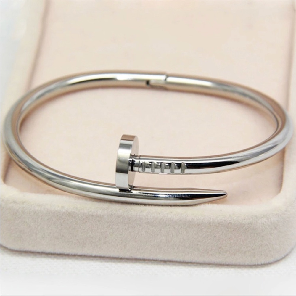 Nail Stainless Steel Bangle Bracelet - Picture 4 of 7